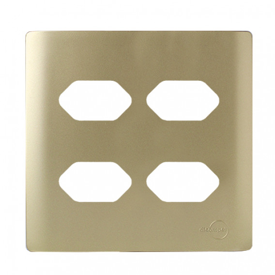 Placa p/ 4 Tomadas 4x4 - Novara Dourado Placa p/ 4 Tomadas 4x4 - Novara Dourado